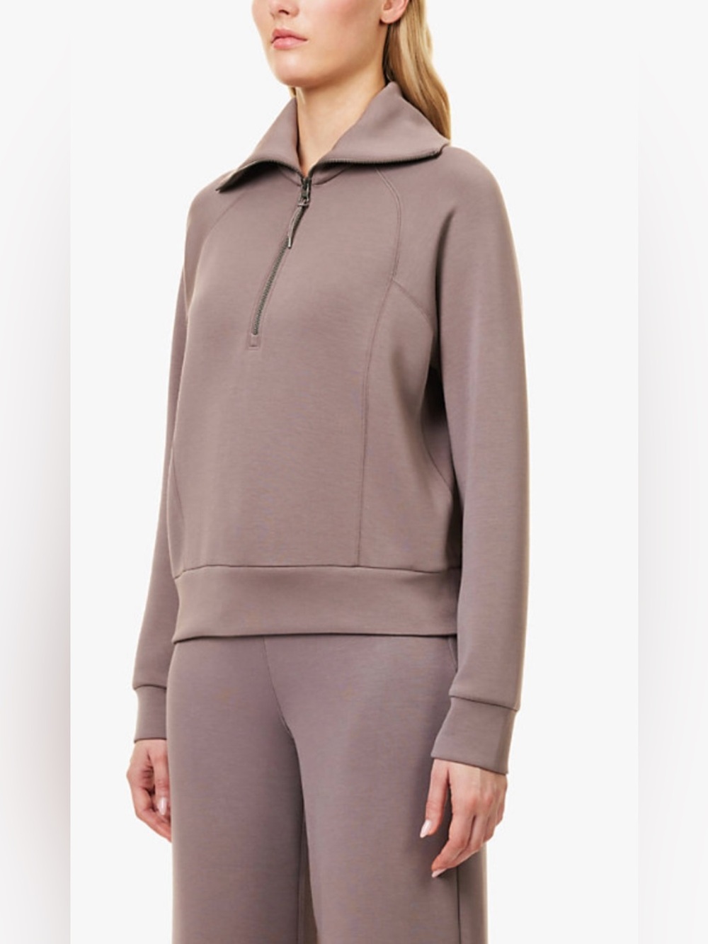 Spanx Air Essentials Wide Leg Pants & 1/4 Zip Hoodie In Smoke Size 2X
